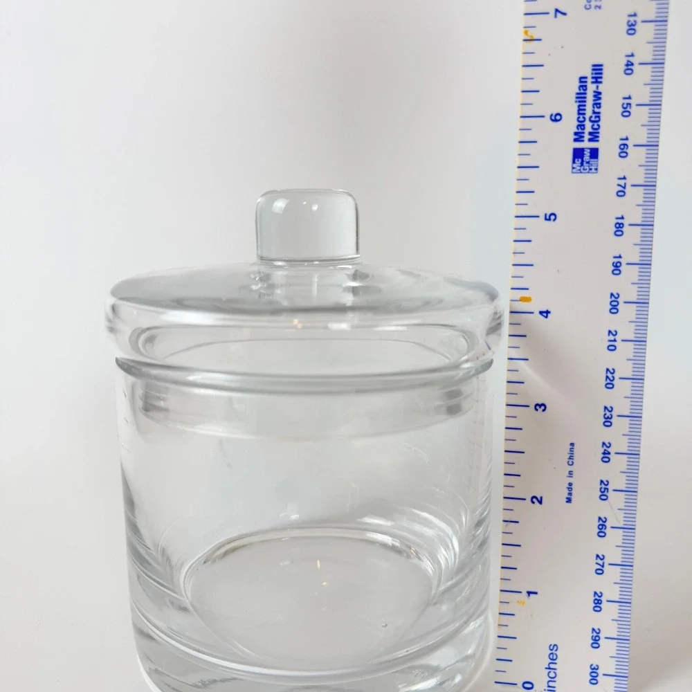 Clear Glass Apothecary Jar Small Round Canister with Lid Bathroom Storage Decor